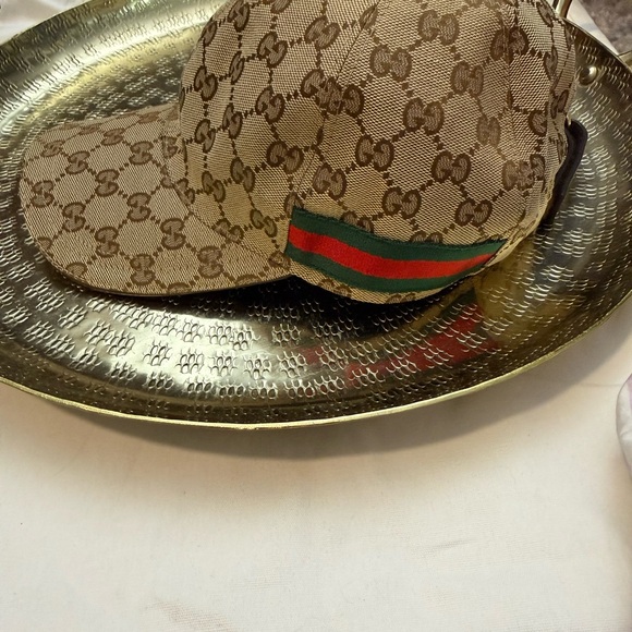 Gucci Tan Monogram Cap with Green and Red Stripes main image 5